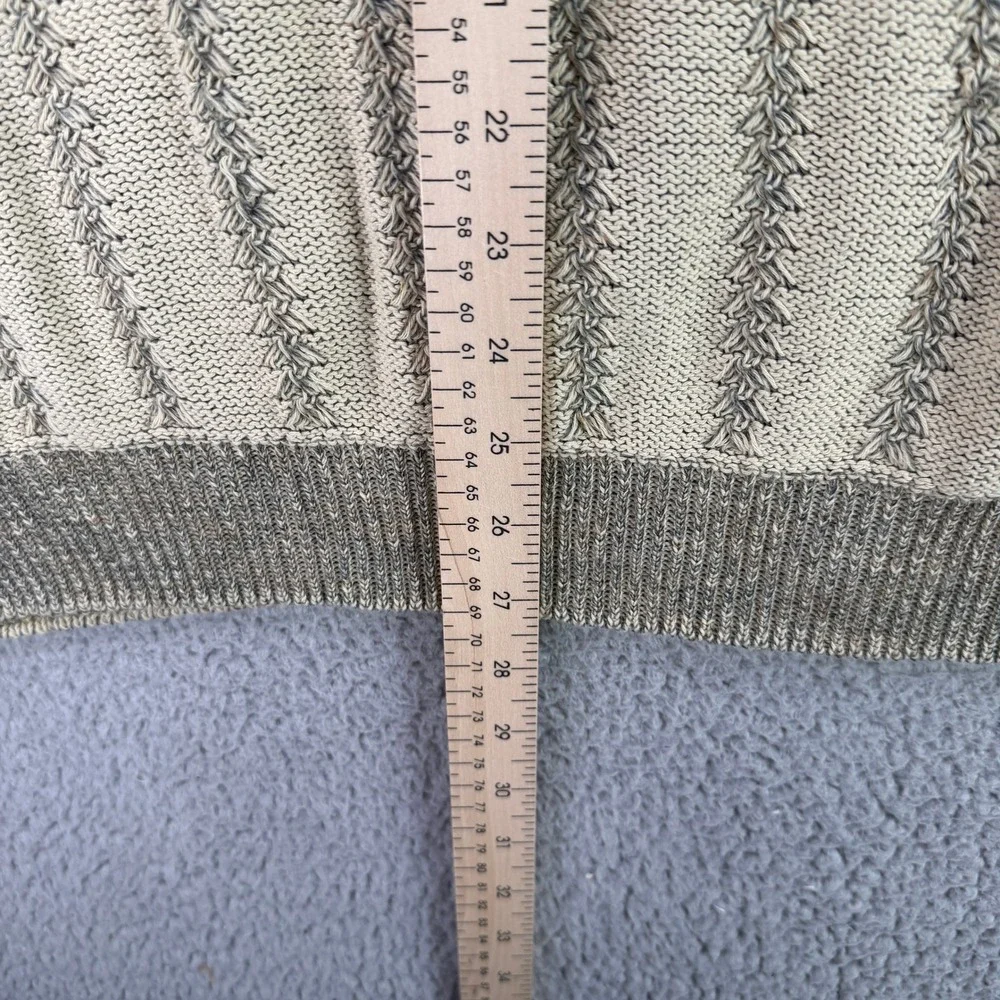 Ermenegildo Zegna Sweater Mens XL Beige Vertical Stripe Textured V-Neck Italy